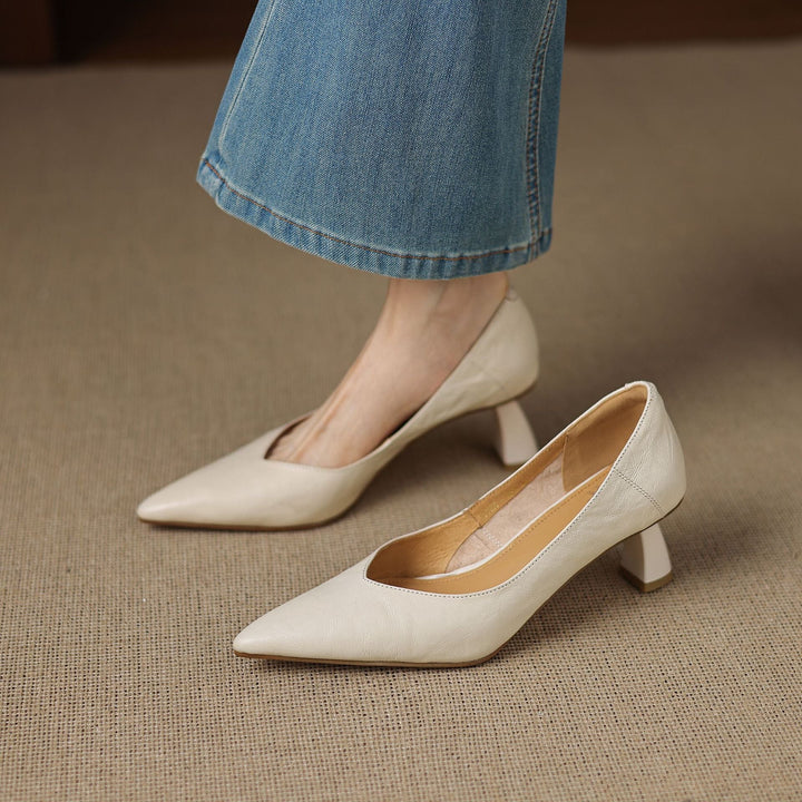 Veler Genuine Leather Heels  Liora Lane Boutique  White / 9.5 119.99