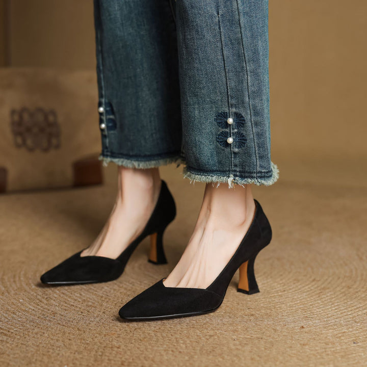 Zyne Genuine Leather Heels  Liora Lane Boutique