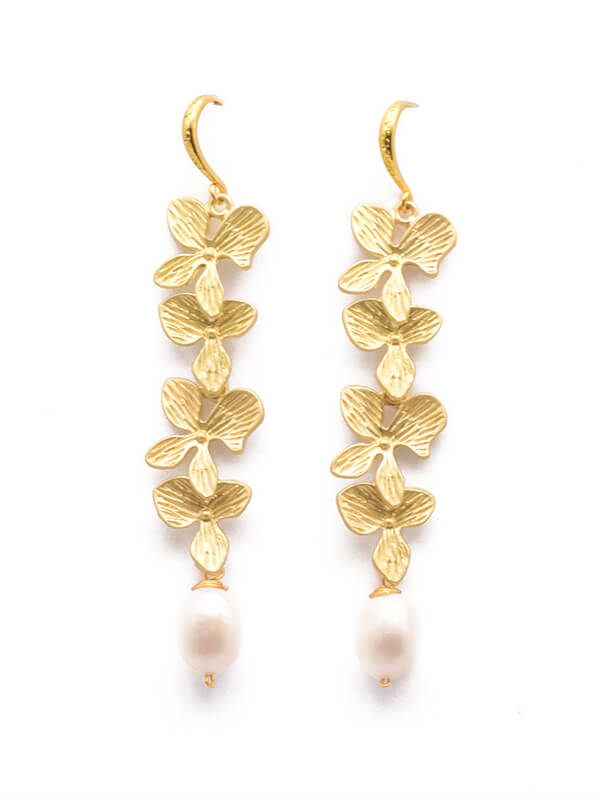 Vintage botanical carved pearl earrings Jasmine's Boutique Australia