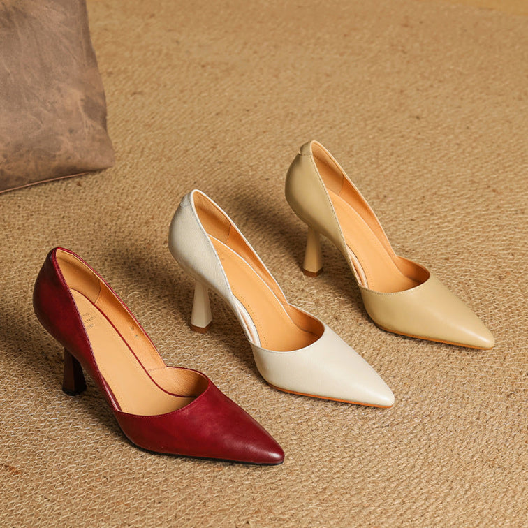 Liana Genuine Leather Heels  Liora Lane Boutique