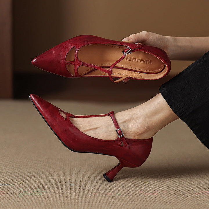 Marve Genuine Leather Pumps  Liora Lane Boutique  Maroon / 9.5 119.99