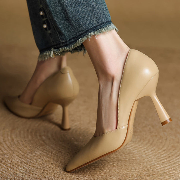 Liana Genuine Leather Heels  Liora Lane Boutique