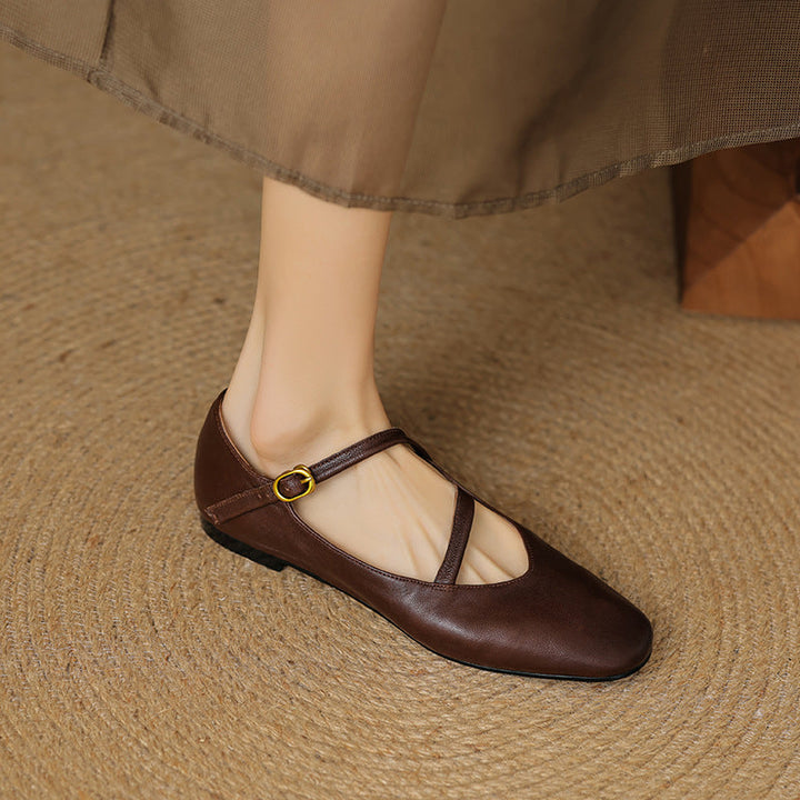 Norie Genuine Leather Flats  Liora Lane Boutique  Brown / 11.5 109.99