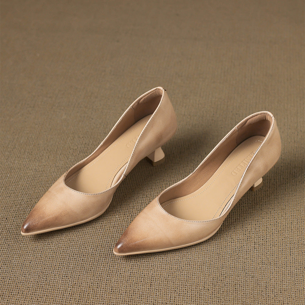 Elyia Genuine Leather Heels  Liora Lane Boutique