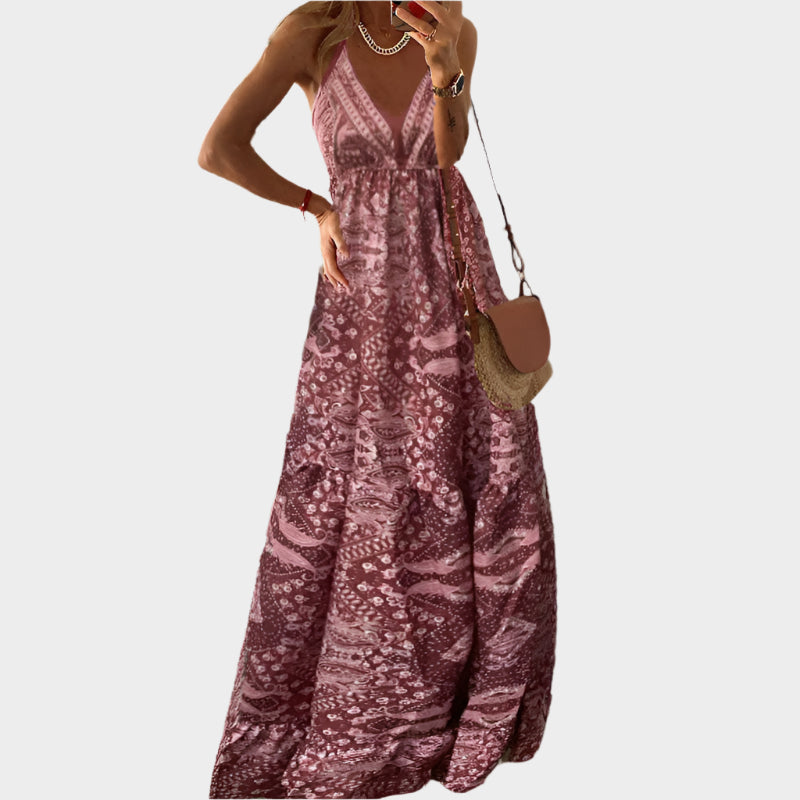 Boho Dress with Thin Straps and V-Neck Jasmine's Boutique Australia