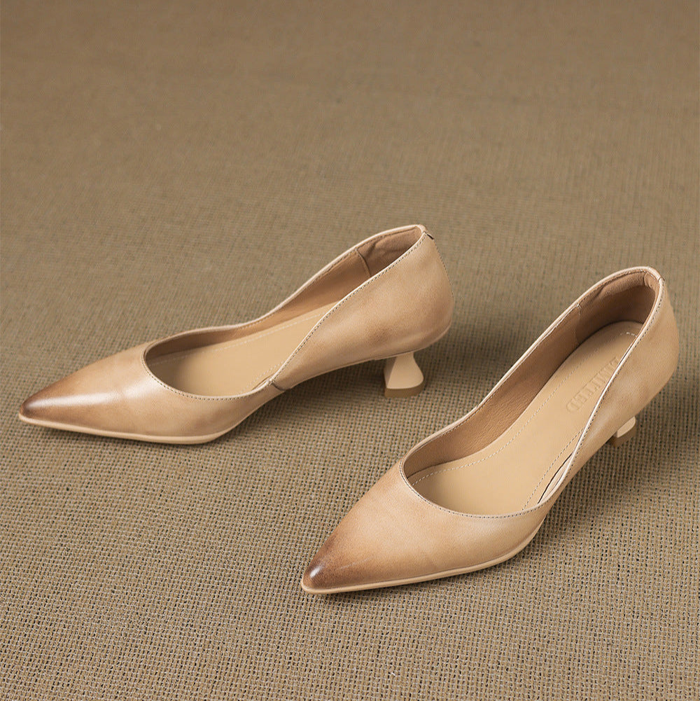 Elyia Genuine Leather Heels  Liora Lane Boutique