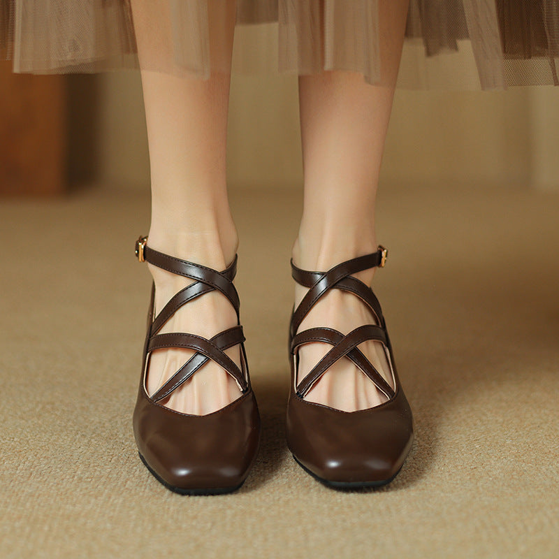 Elva Leather Heels  Liora Lane Boutique