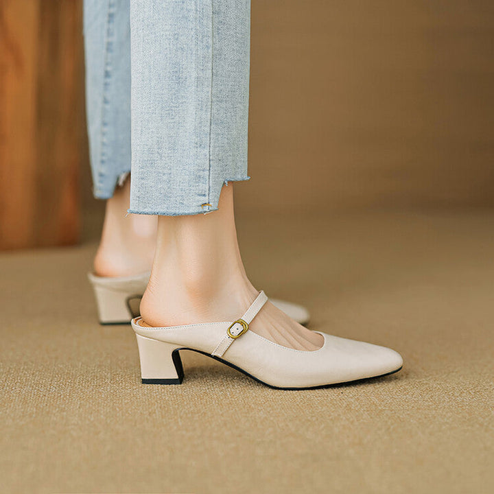 Vian Genuine Leather Mules  Liora Lane Boutique