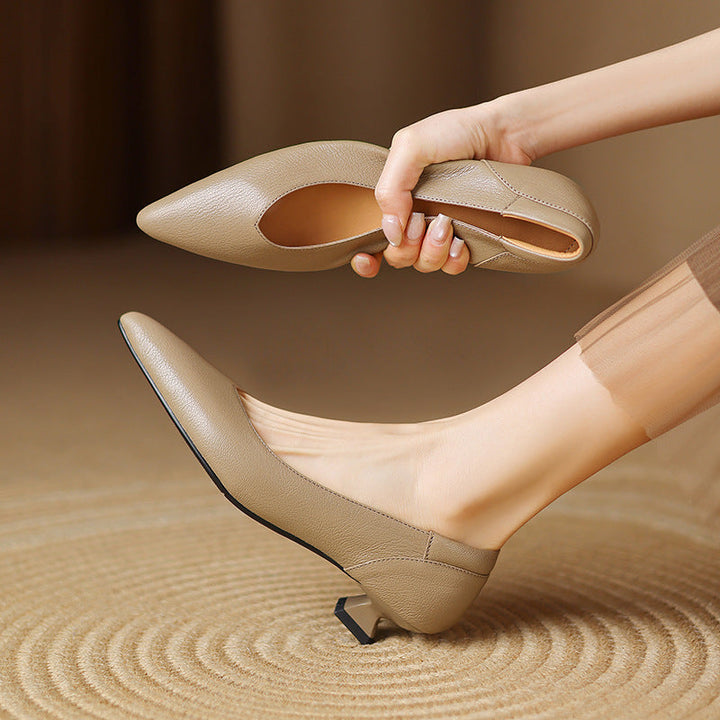 Nera Genuine Leather Heels  Liora Lane Boutique  Apricot / 9.5 109.99