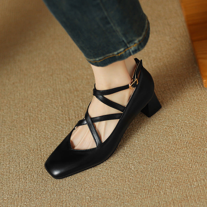 Elva Leather Heels  Liora Lane Boutique