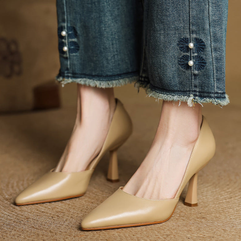 Liana Genuine Leather Heels  Liora Lane Boutique