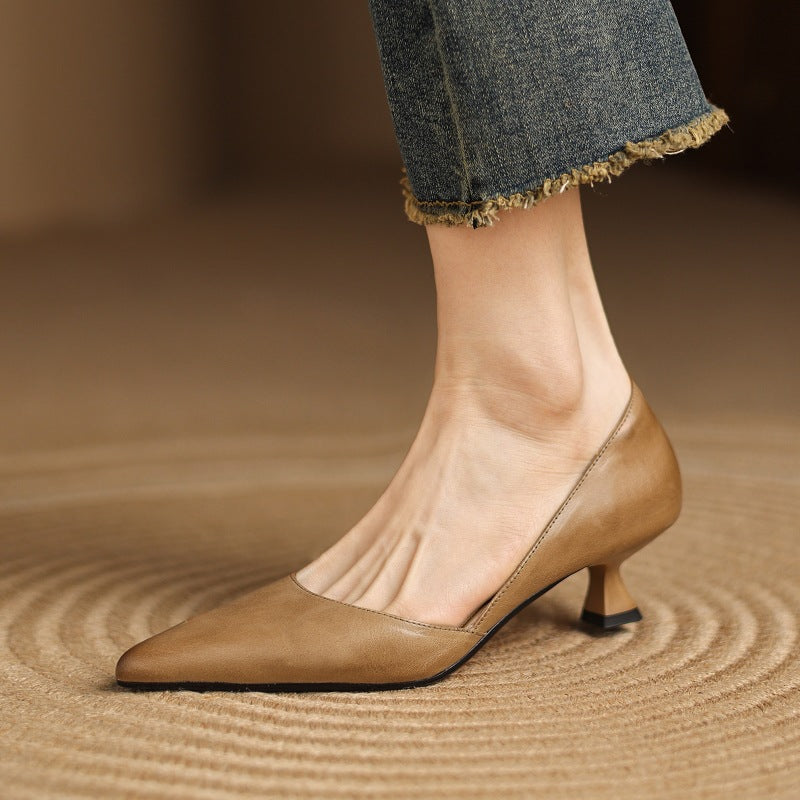 Carlen Genuine Leather Heels  Liora Lane Boutique