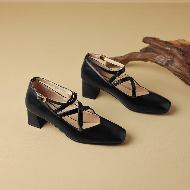 Elva Leather Heels  Liora Lane Boutique