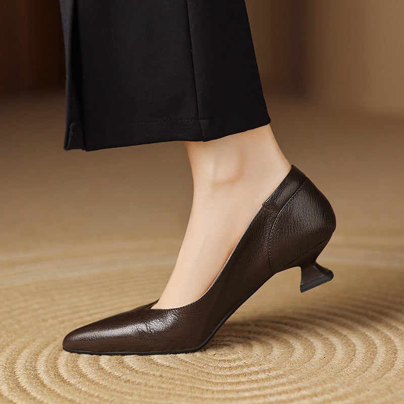 Nera Genuine Leather Heels  Liora Lane Boutique  Brown / 9.5 109.99