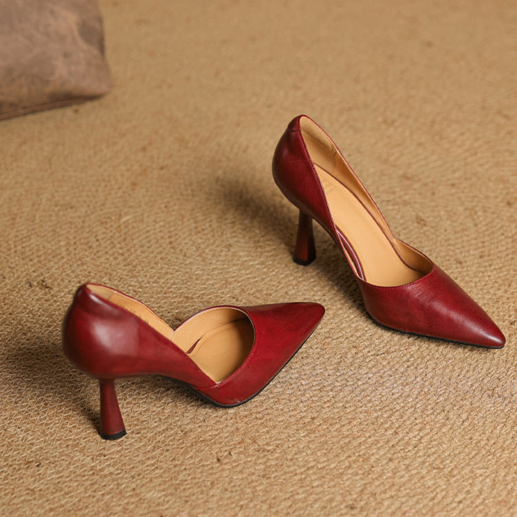 Liana Genuine Leather Heels  Liora Lane Boutique