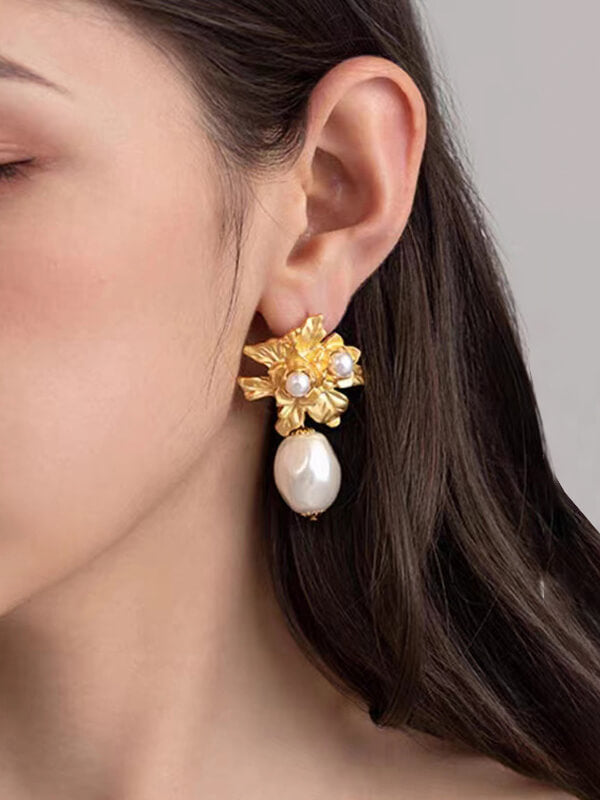 Pink Vintage Baroque Pearl Stud Earrings Jasmine's Boutique Australia