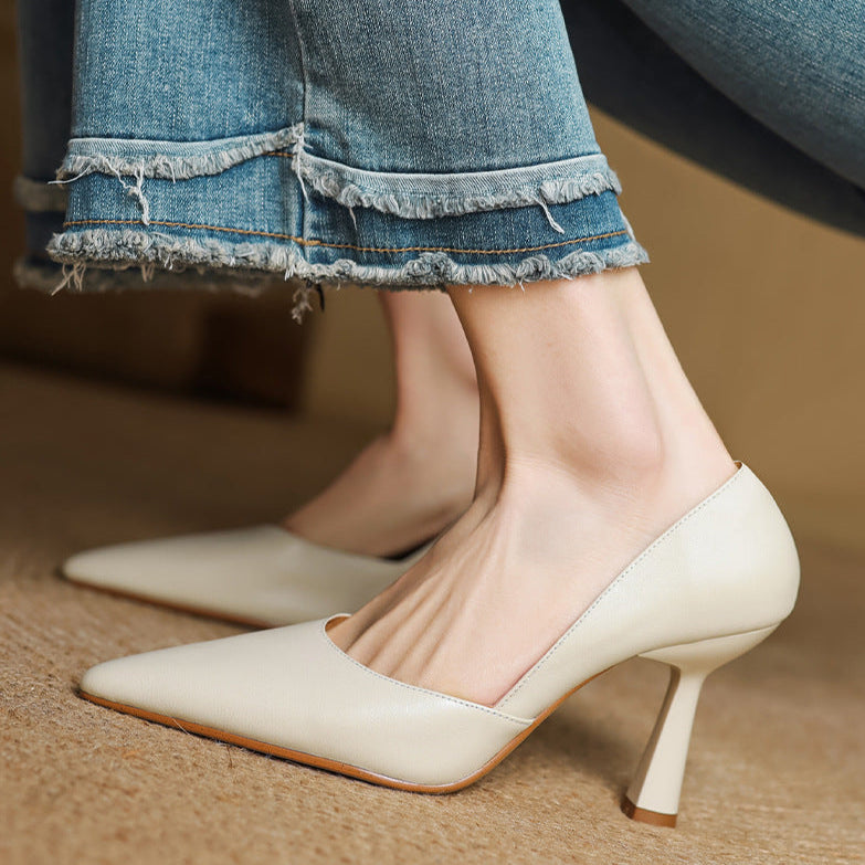 Liana Genuine Leather Heels  Liora Lane Boutique