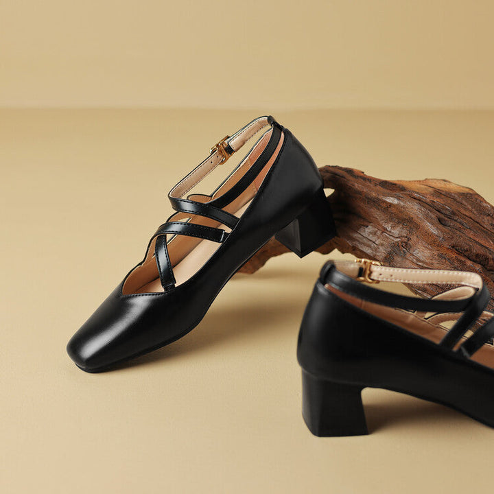 Elva Leather Heels  Liora Lane Boutique