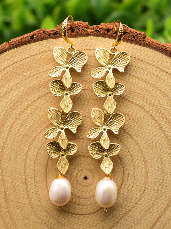 Vintage botanical carved pearl earrings Jasmine's Boutique Australia
