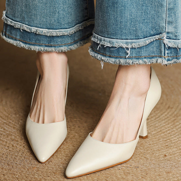 Liana Genuine Leather Heels  Liora Lane Boutique