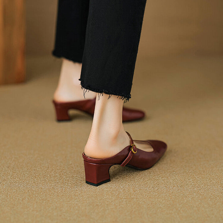 Vian Genuine Leather Mules  Liora Lane Boutique