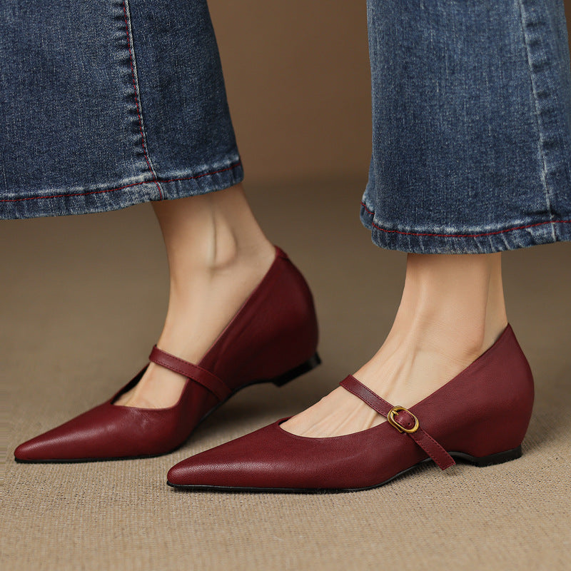 Delia Genuine Leather Heels  Liora Lane Boutique  Maroon / 9.5 119.99