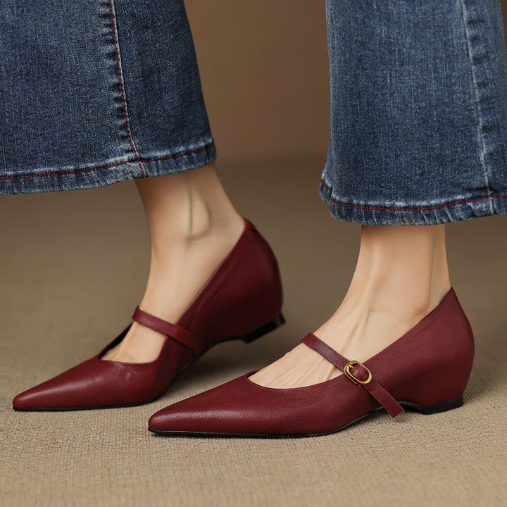 Delia Genuine Leather Heels  Liora Lane Boutique  Maroon / 9.5 119.99