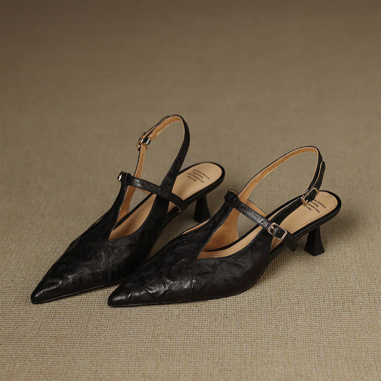 Noir Genuine Leather Heels  Liora Lane Boutique
