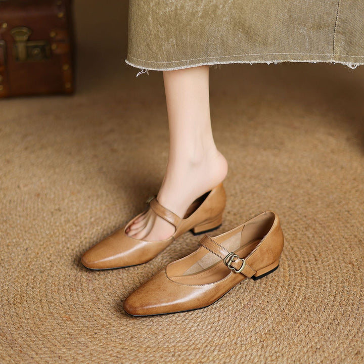 Maira Genuine Leather Heels  Liora Lane Boutique  Apricot / 9.5 119.99