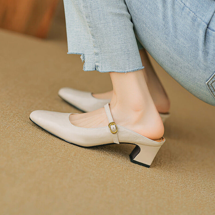 Vian Genuine Leather Mules  Liora Lane Boutique