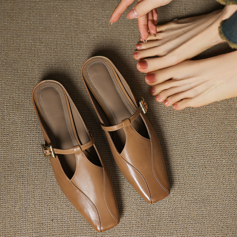 Keva Genuine Leather Mules  Liora Lane Boutique