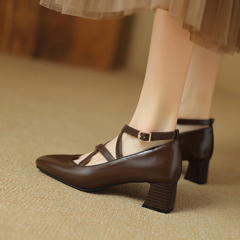 Elva Leather Heels  Liora Lane Boutique