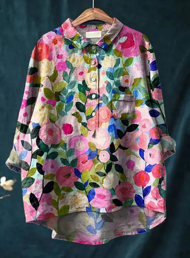 Artistic Bloom Button-Up Shirt Jasmine's Boutique Australia