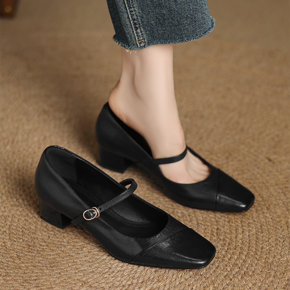 Clarette Genuine Leather Heels  Liora Lane Boutique  Black / 8.5 119.99