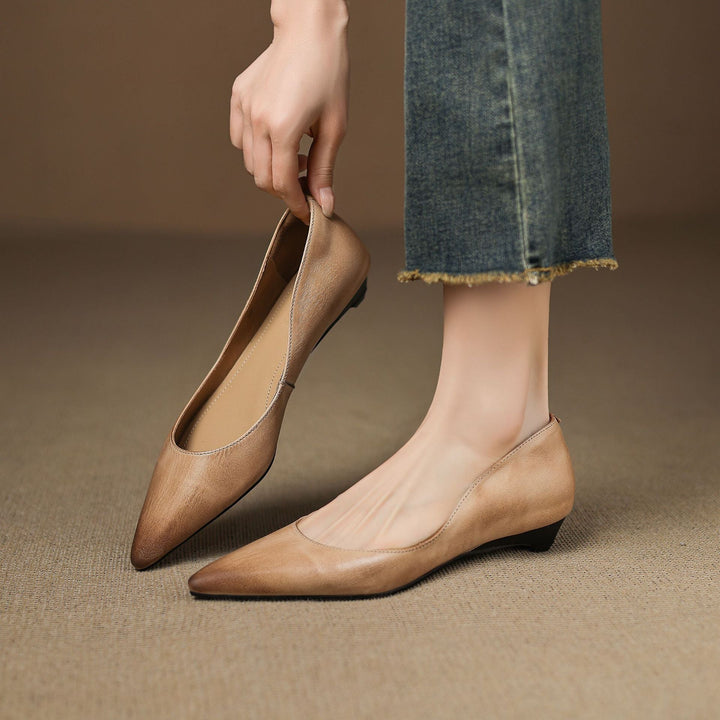 Irella Genuine Leather Flats  Liora Lane Boutique  Apricot / 9.5 109.99