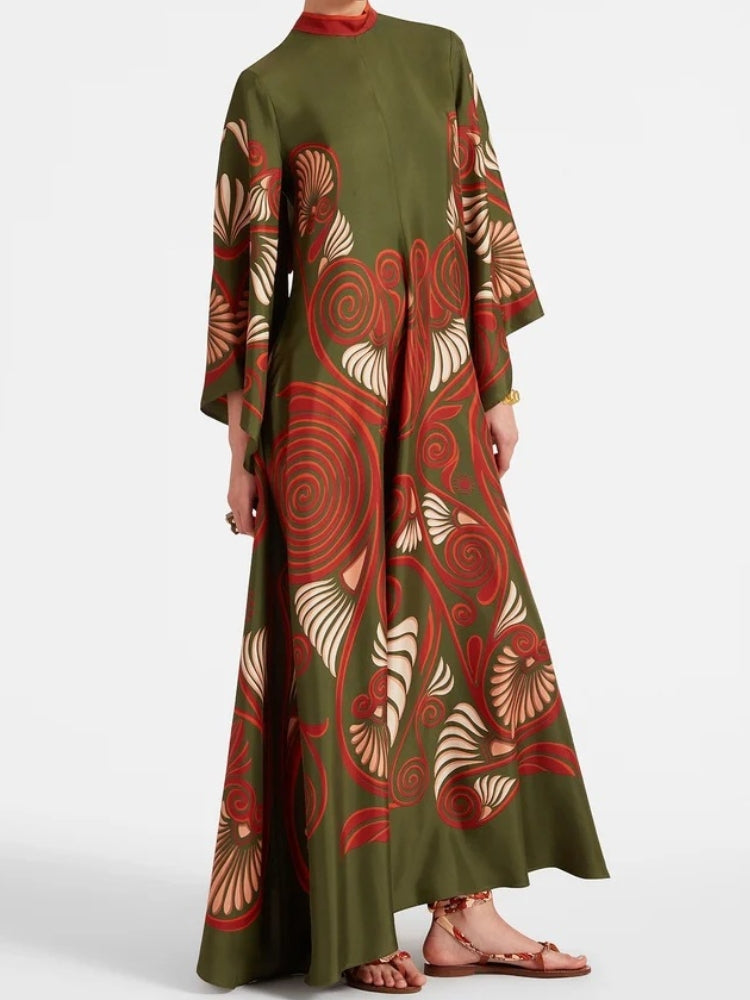 Magnifico™ | Dark Green Print Maxi Dress Jasmine's Boutique Australia