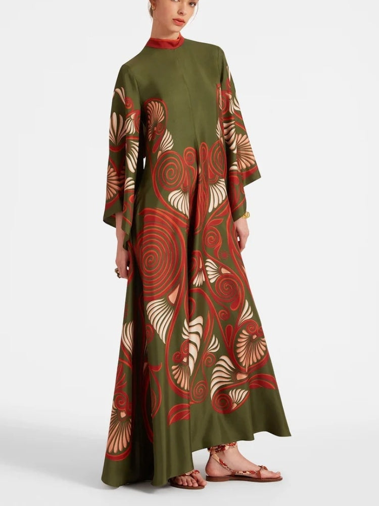 Magnifico™ | Dark Green Print Maxi Dress Jasmine's Boutique Australia