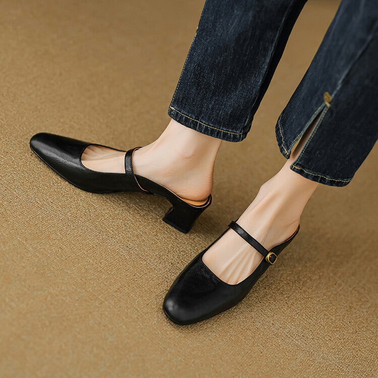 Vian Genuine Leather Mules  Liora Lane Boutique