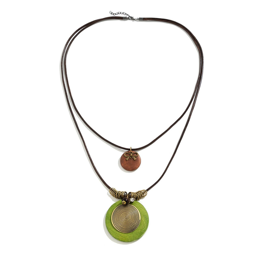Long Necklace with Wooden Disc and Beads Jasmine's Boutique Australia