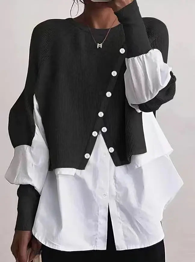 Layered Button Accent Blouse Jasmine's Boutique Australia