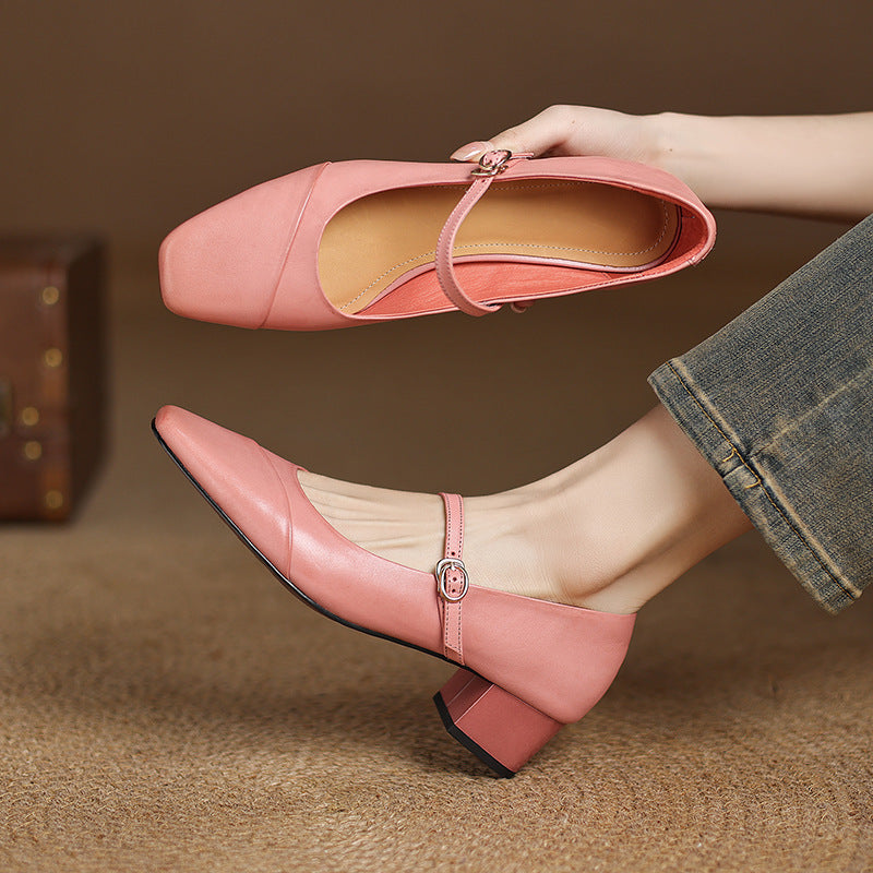 Clarette Genuine Leather Heels  Liora Lane Boutique  Pink / 8.5 119.99