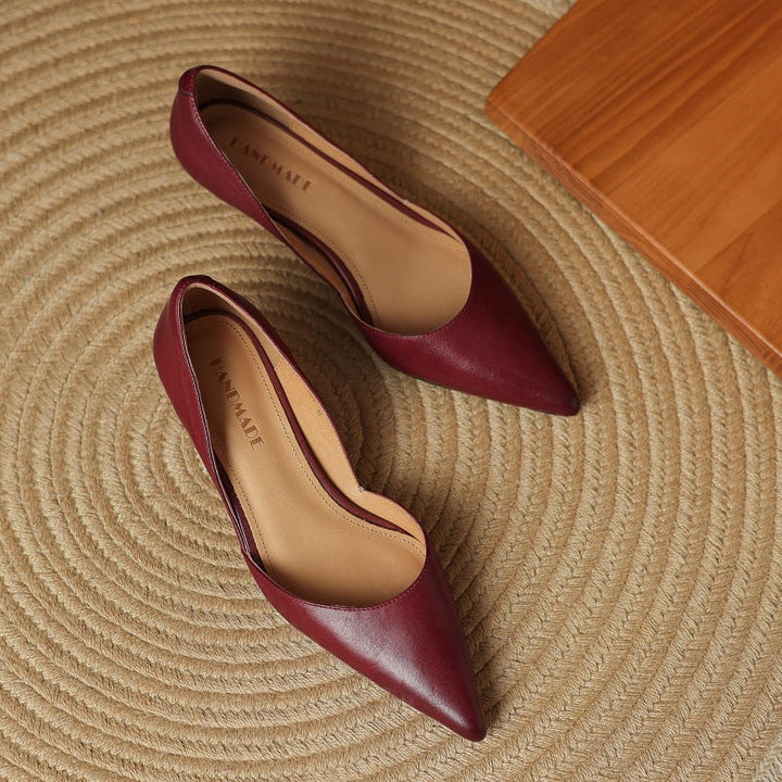Carlen Genuine Leather Heels  Liora Lane Boutique  Maroon / 9.5 119.99