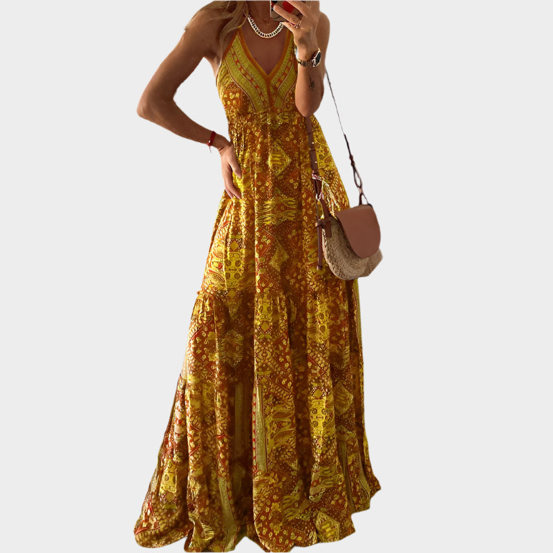 Boho Dress with Thin Straps and V-Neck Jasmine's Boutique Australia