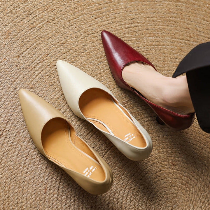 Liana Genuine Leather Heels  Liora Lane Boutique