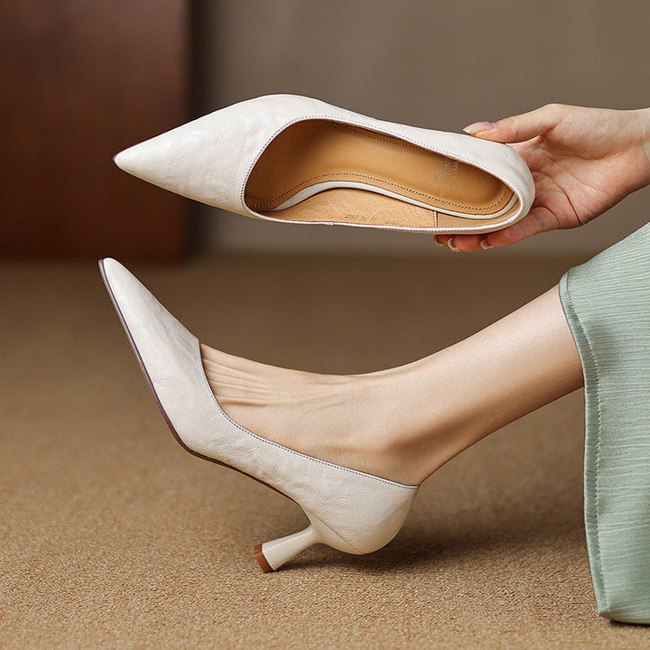 Elore Genuine Leather Heels  Liora Lane Boutique  White / 9.5 119.99