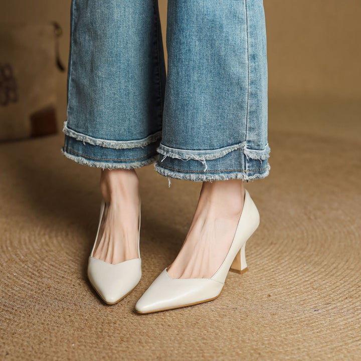 Zyne Genuine Leather Heels  Liora Lane Boutique