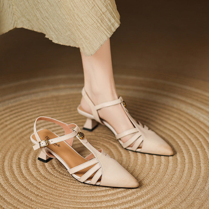 Viara Genuine Leather Heels  Liora Lane Boutique  Beige / 8.5 109.99