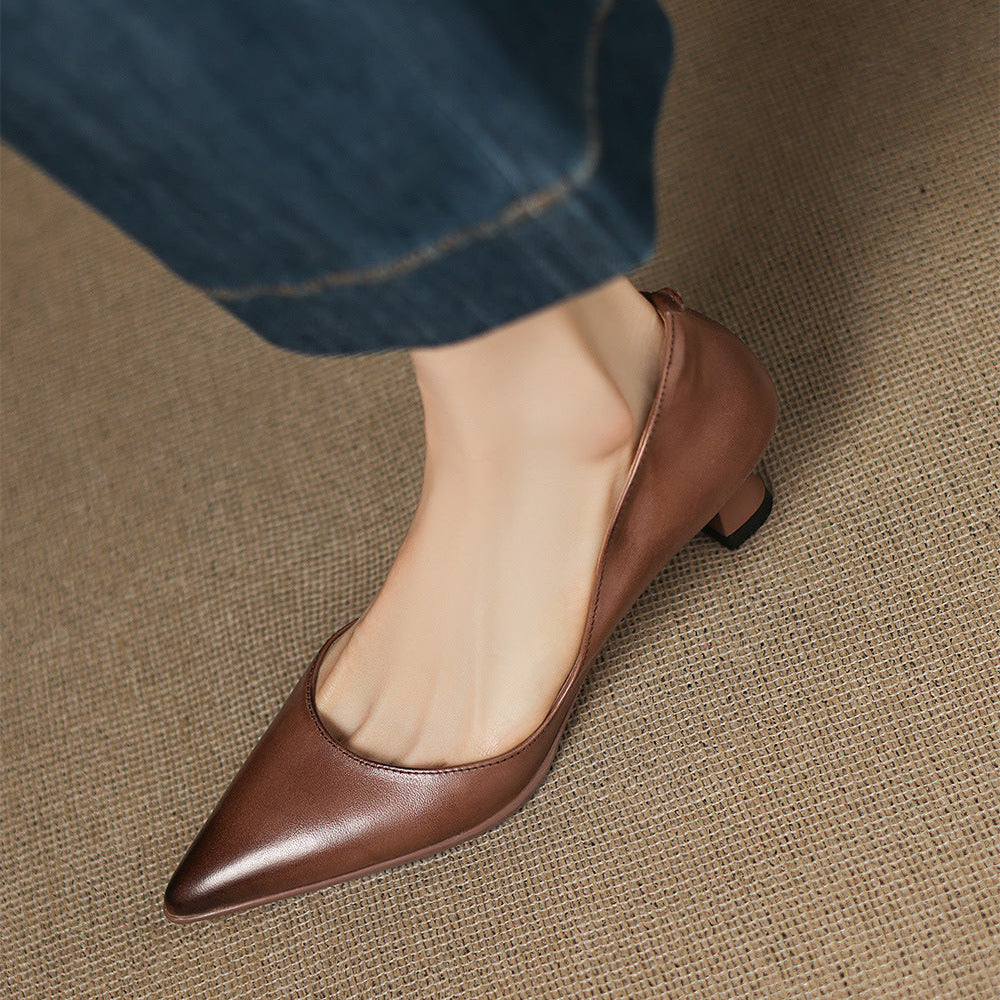 Elyia Genuine Leather Heels  Liora Lane Boutique