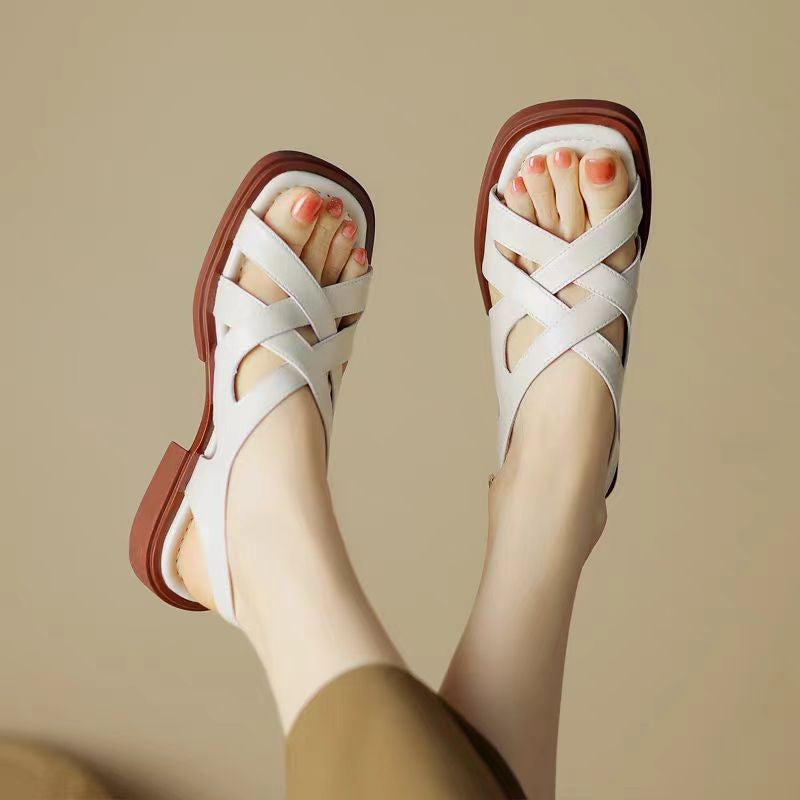 Monika Leather Sandals  Liora Lane Boutique  Beige / 9.5 49.99