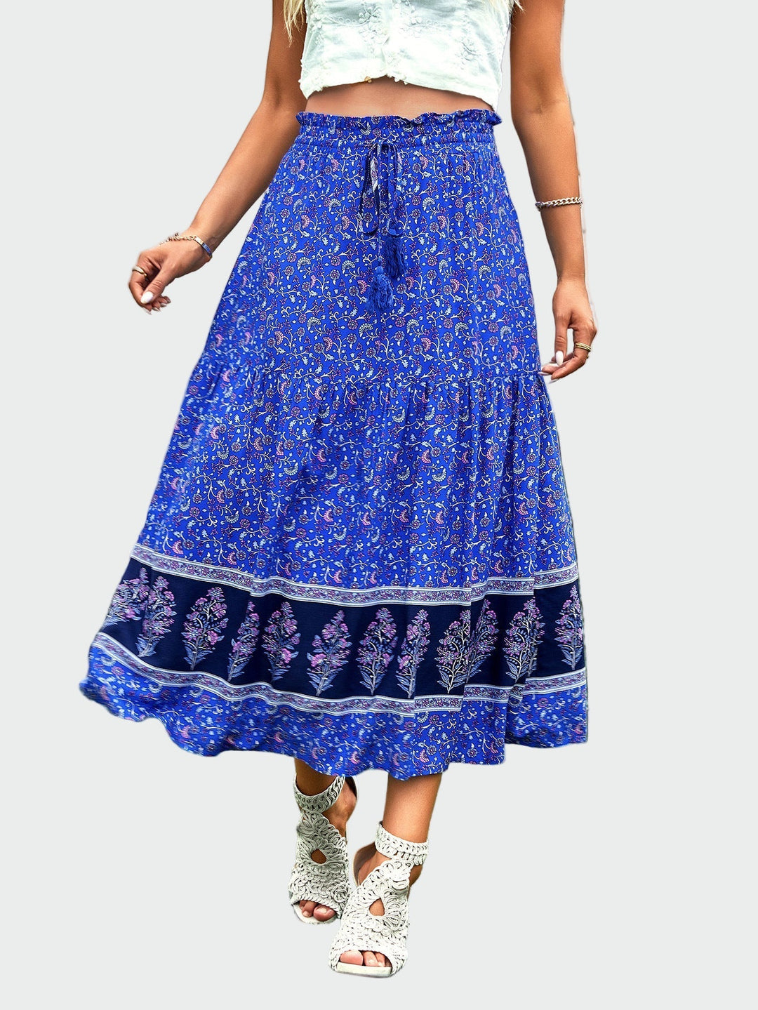 Bohemian Blue Floral Maxi Skirt Jasmine's Boutique Australia